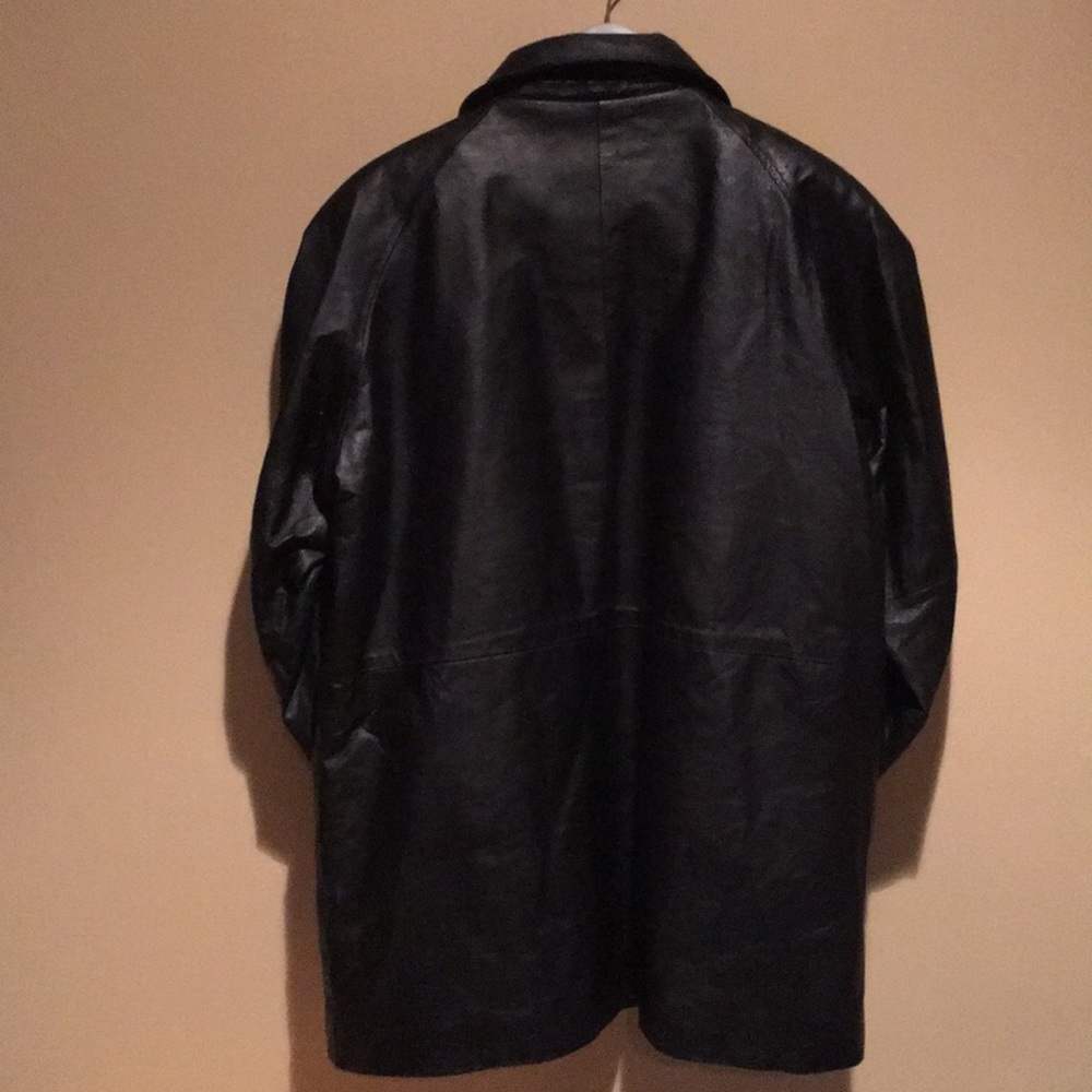 Vintage Phase Two Leather Jacket Black Mid-Length - Picture 3 of 6